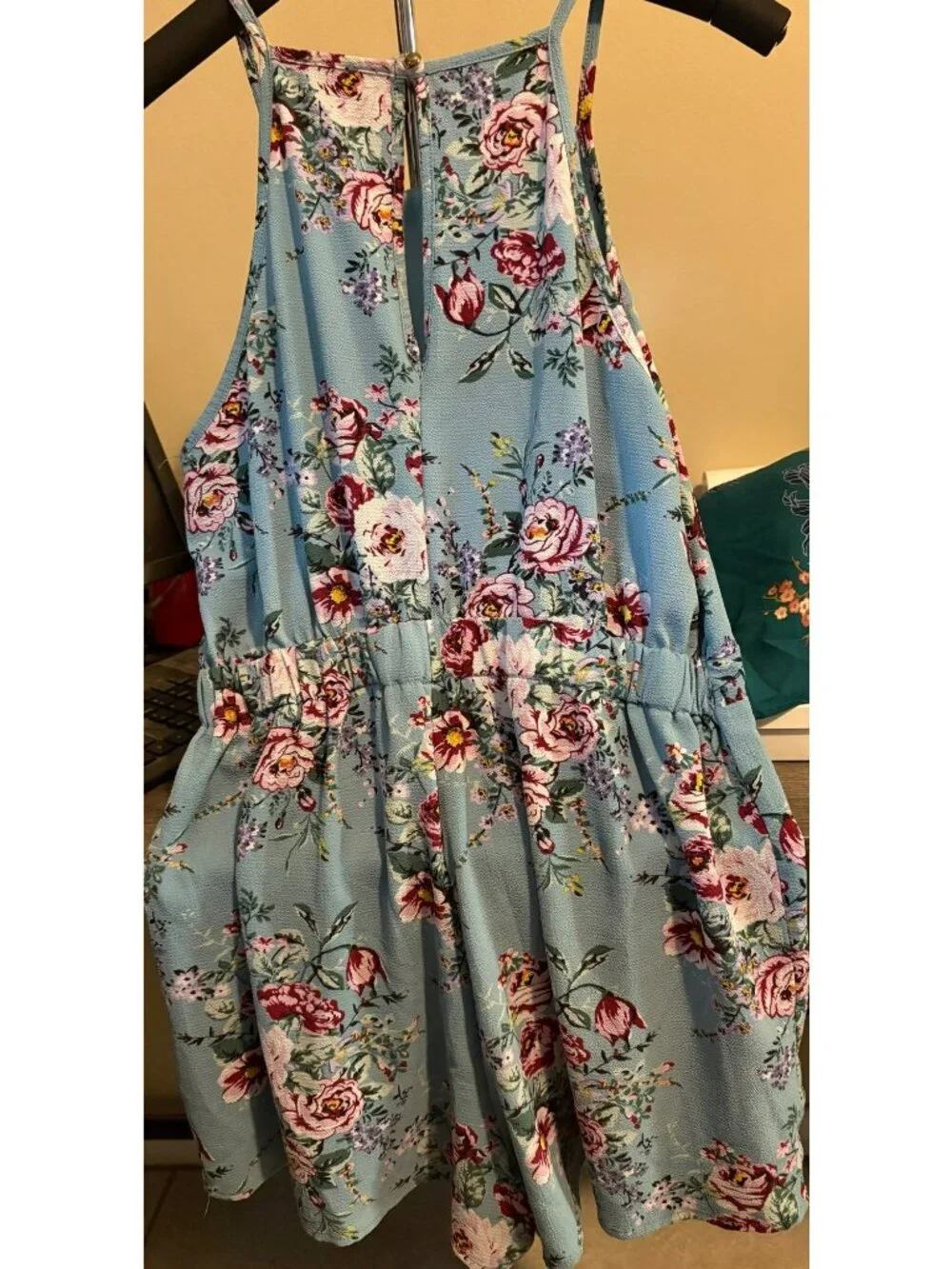 Rue21 Womens Floral Halter Romper Blue Size Large - Picture 2 of 5